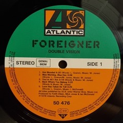 Foreigner Double Vision LP ATL 50 476 Germany Rock Vinyl EX