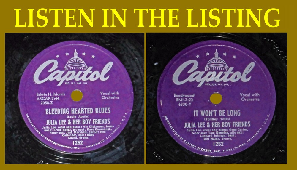 Julia Lee & Her Boyfriends It Won’t Be Long Capitol 1252 78 RPM EX HEAR MP3