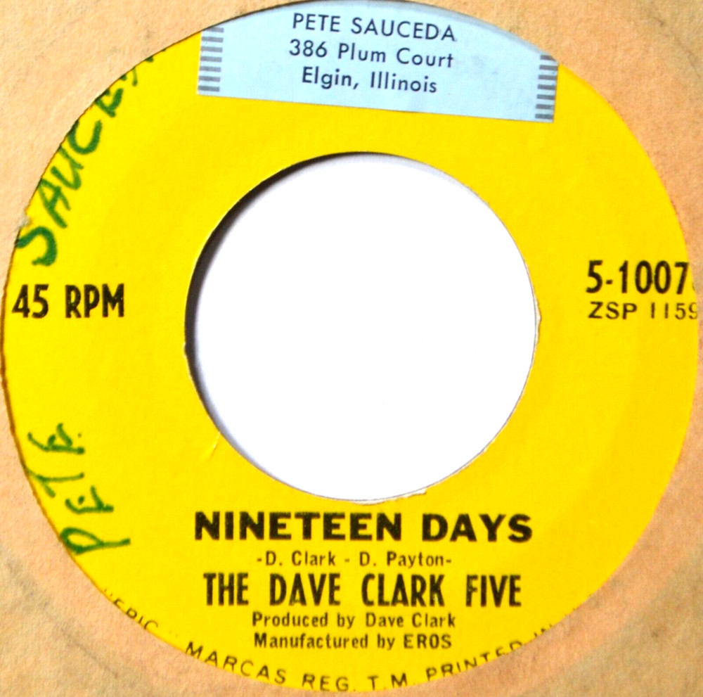 Dave Clark Five Nineteen Days 45 7″ Vinyl Oldies 60’s Rock -Check Coupons!