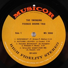 Frankie Brown Trio Bass Vibes Drums 1961 Jazz Stereo 12″ LP Vinyl Record MS 3000