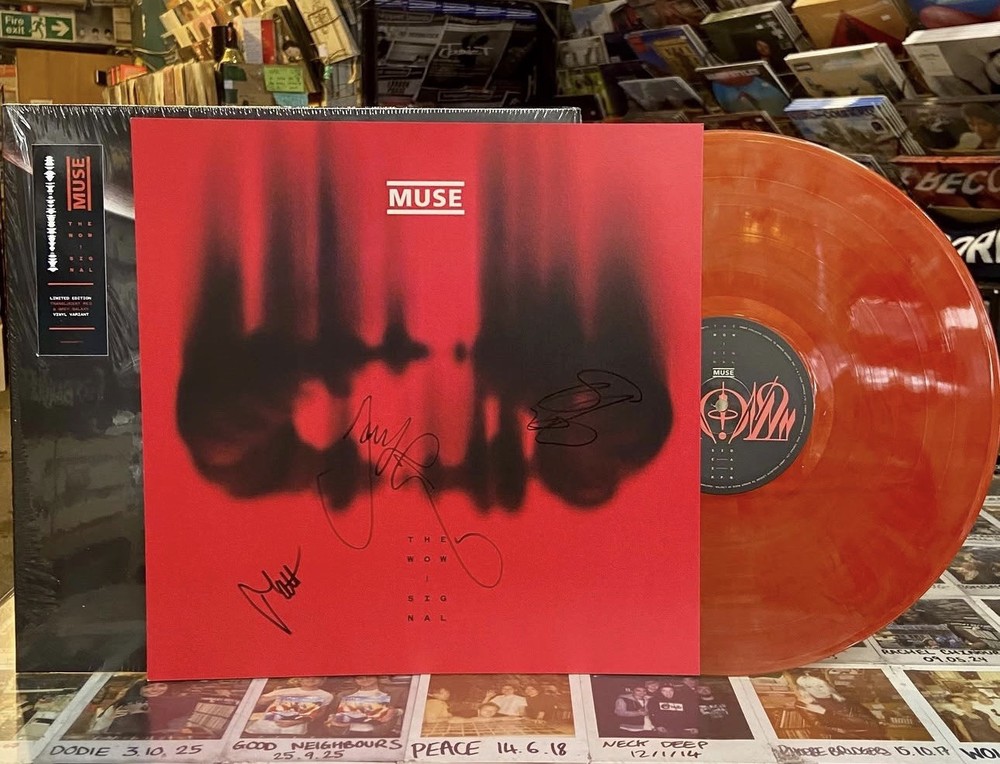 MUSE The Wow! Signal Translucent Red Grey Galaxy Vinyl + 12″x12″ Signed Art Card