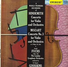 HINDEMITH MOZART Violin Concertos JOSEPH FUCHS, GOOSSENS Everest SDBR-3040 NM-