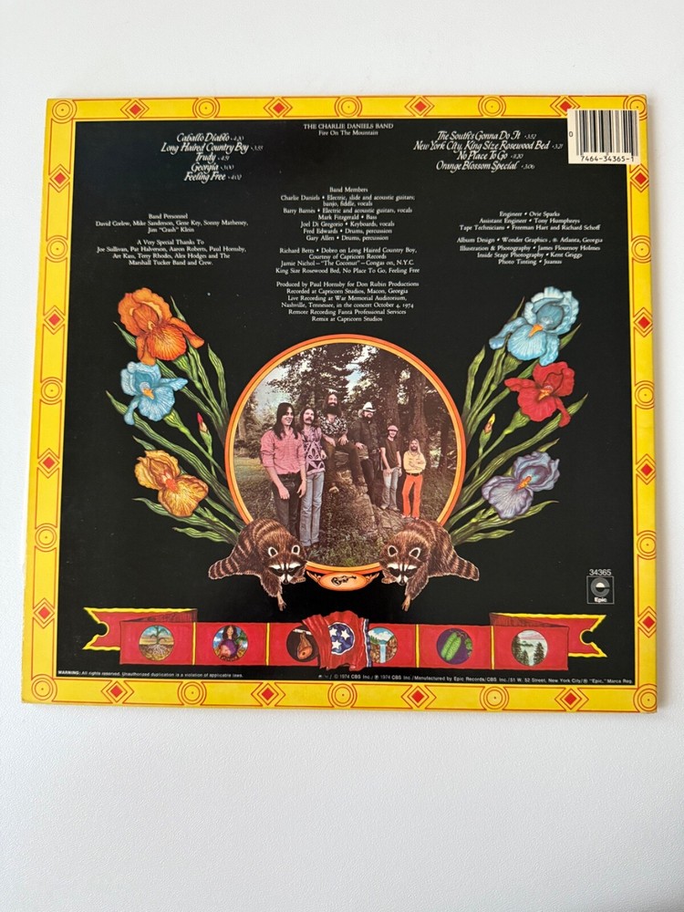 Charlie Daniels Fire On The Mountain LP Epic 1974 Gatefold JE 34365 NM Cleaned