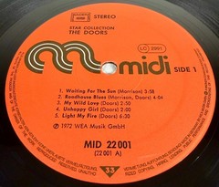 The Doors Star Collection LP German Press MID 22 001 VG+/VG Jim Morrison