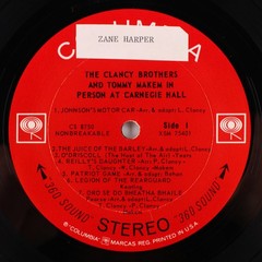 Clancy Brothers & Tommy Makem In Person At Carnegie Hall 1963 12″ LP Record