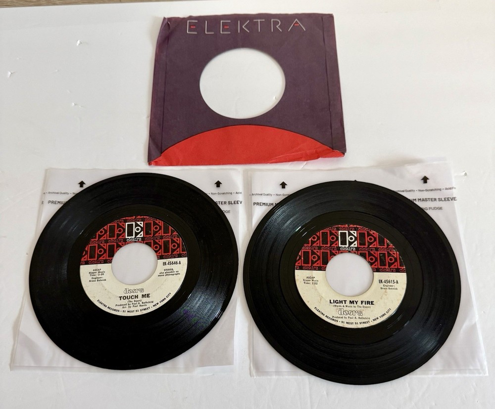 The Doors Light My Fire/Chrystal Ship; Touch Me/Wild Child 45s Tested