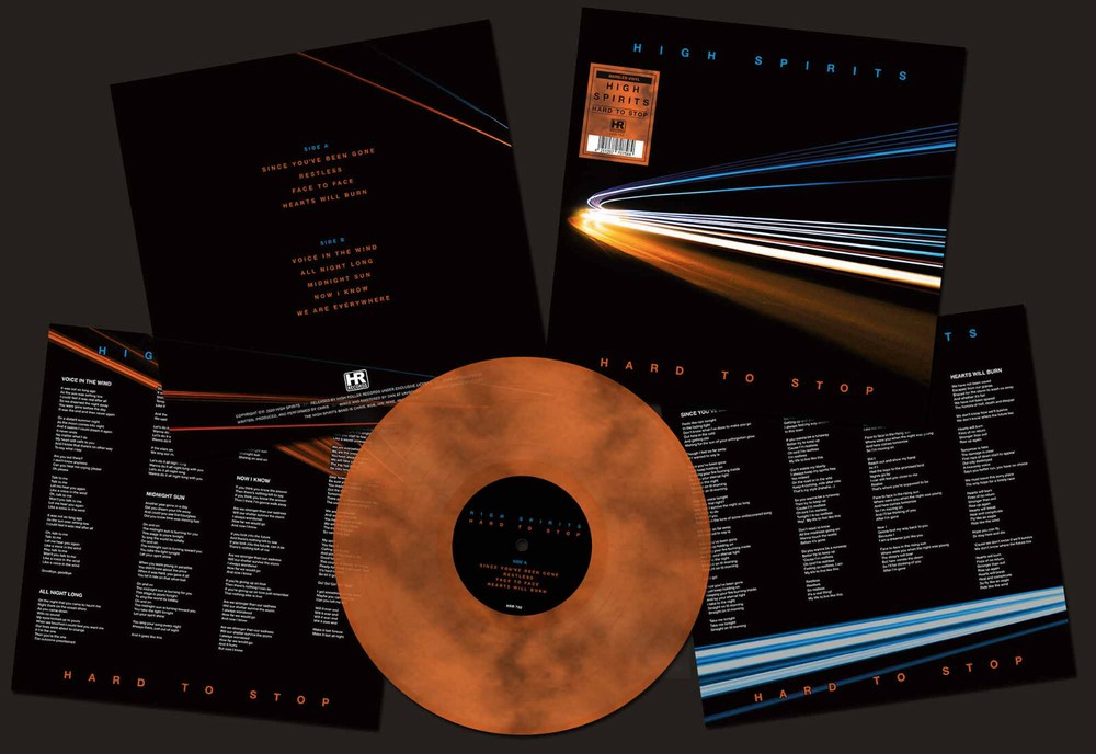 HIGH SPIRITS – HARD TO STOP, 2021 EU ORANGE/BLACK MARBLED vinyl LP, 200 COPIES!