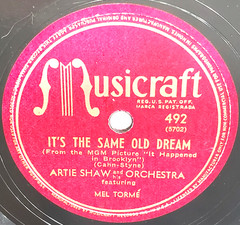 1947 Artie Shaw -Mel Torme VG 78 10 in Musicraft SHELLAC 492 Same Old Dream