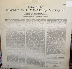 Artur Rubinstein : Beethoven Concerto No 5 33RPM Mono LP RCA Red Seal LM-2124 NM