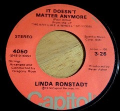 Linda Ronstadt 45 When Will I Be Loved / It Doesn’t Matter Anymore w/ts