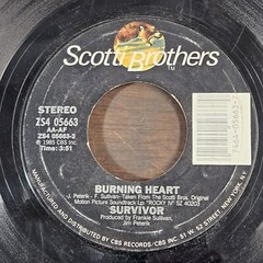 SURVIVOR – BURNING HEART / FEELS LIKE LOVE (45, 1985, CBS ZS4 05663-4) 7″ Single
