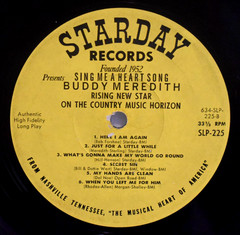 Buddy Meredith – Sing Me A Heart Song Vinyl LP Starday Label VG
