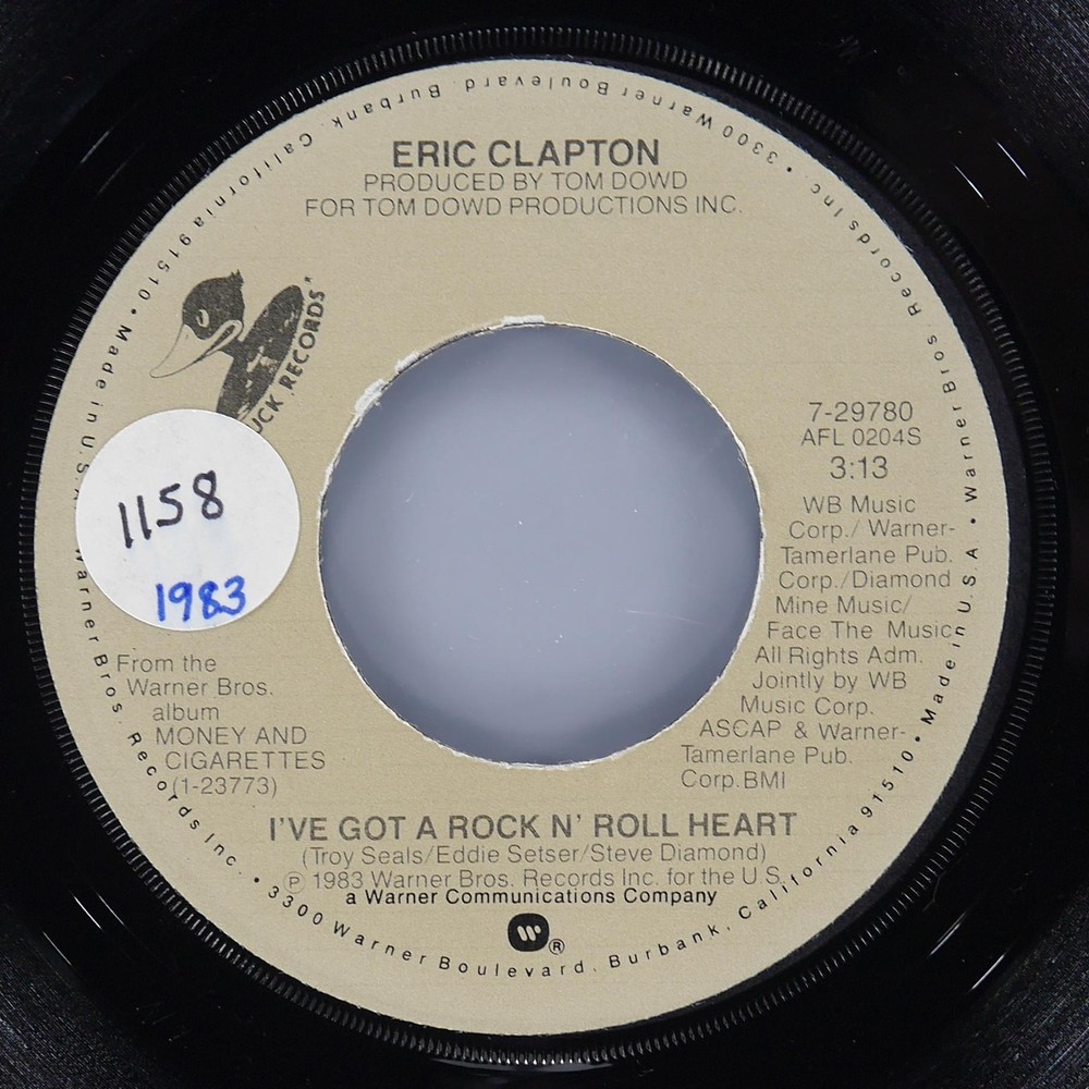 ERIC CLAPTON I’Ve Got A Rock N‘ Roll Heart WARNER 7-29780 VG+ 45 1983 Pop Rock