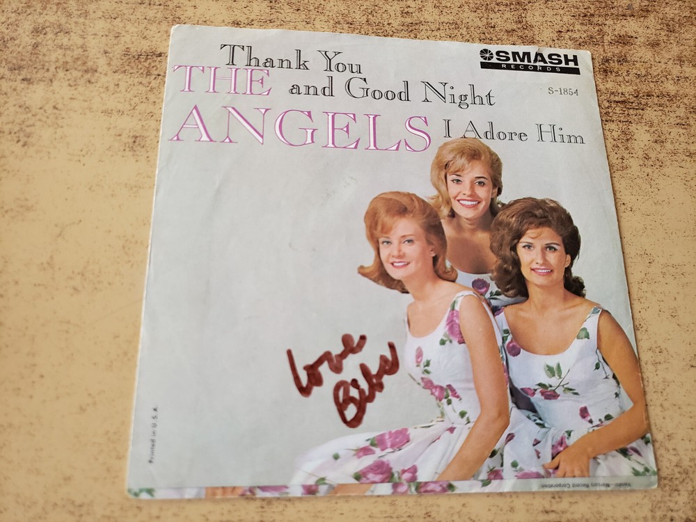 BARBARA BIBS ALLBUT AUTOGRAPHED 1960s VG+ The Angels I Adore Him SLEEVE ONLY 45