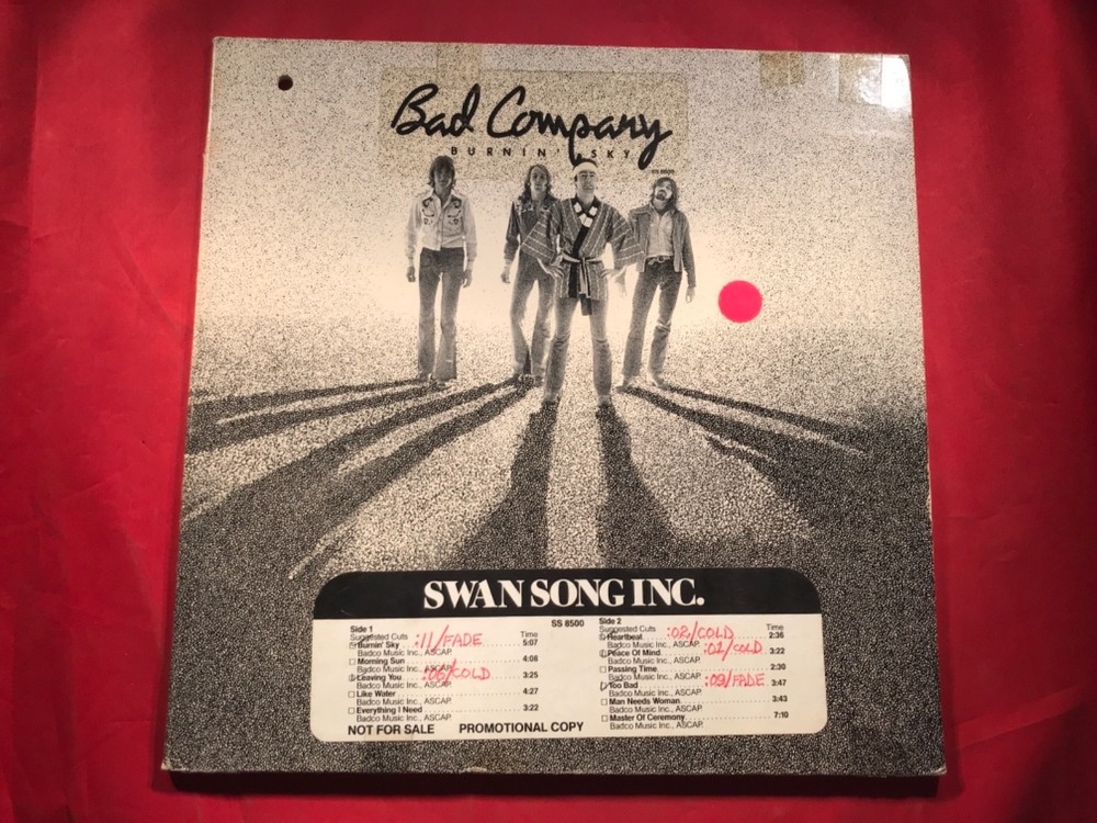 Q-33 BAD COMPANY Burnin’ Sky – PROMO – 1976 – SS 8500 – SWAN SONG – RECORD -ROCK