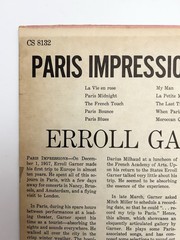 ERROLL GARNER Paris Impressions Vinyl Record LP VG+ Pop Piano Jazz Soul