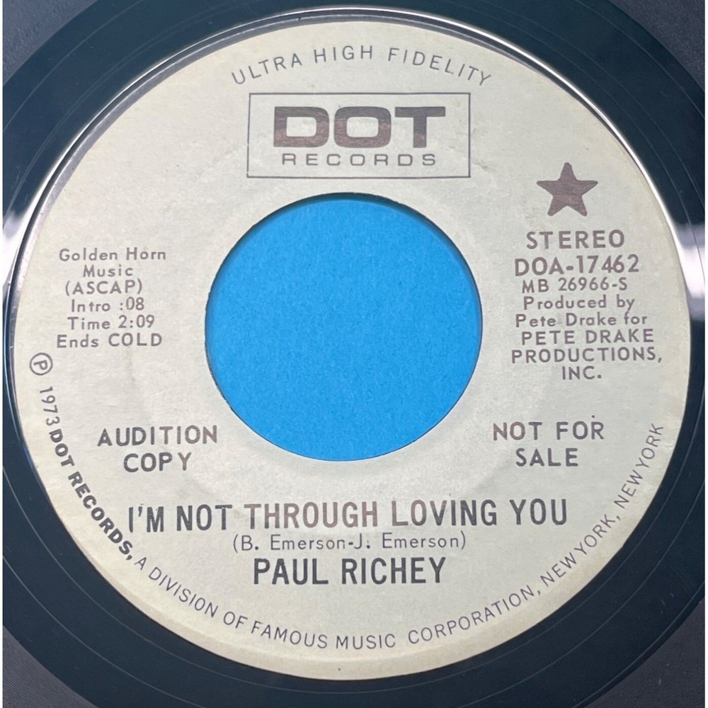 Paul Richey I’m Not Through Loving You / 30 Days 45 Country Promo Dot 17462