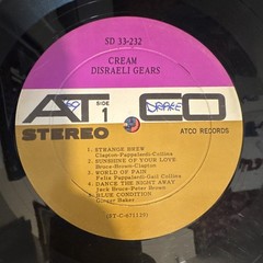 Cream Disraeli Gears 12″ Vinyl LP Stereo ATCO SD 33-232 Rock Black